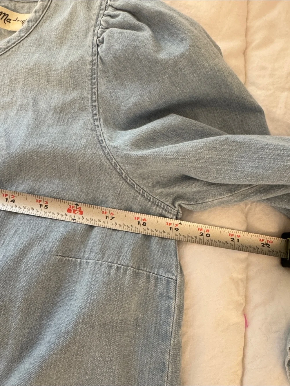 Madewell Chambray Tie Back Top Light Wash Denim Blouse Size Small